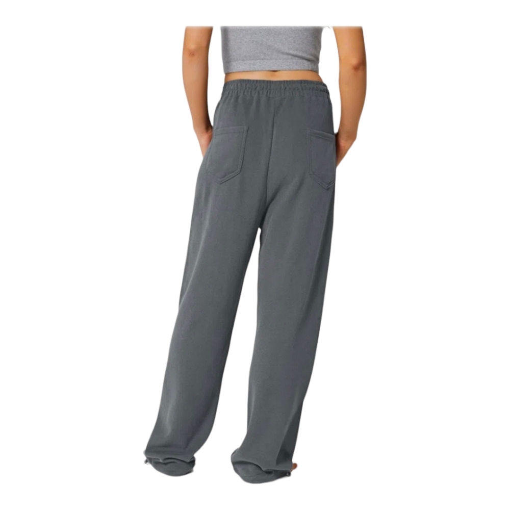 NWT Halara Inside Drawstring Elastic Waist Side Pocket Wide Leg Lead Grey Pants - Picture 3 of 8